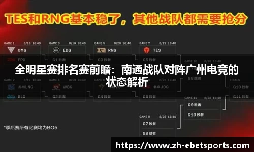 全明星赛排名赛前瞻：南通战队对阵广州电竞的状态解析